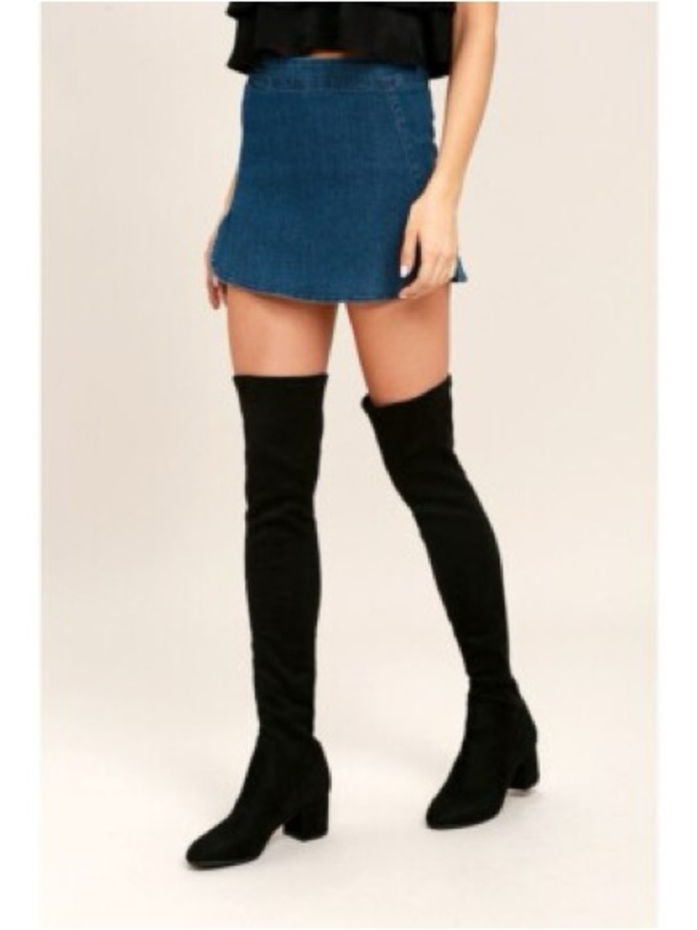 Steve Madden Black Over-the-Knee Block Heel Boots